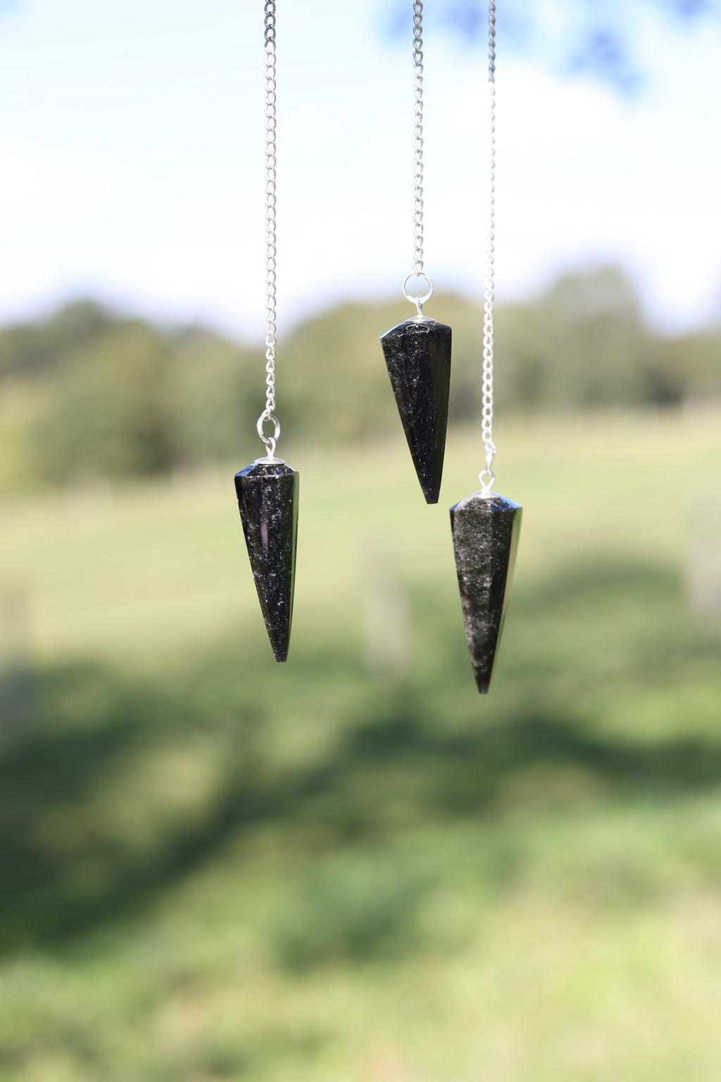Pendule Obsidienne Argentée