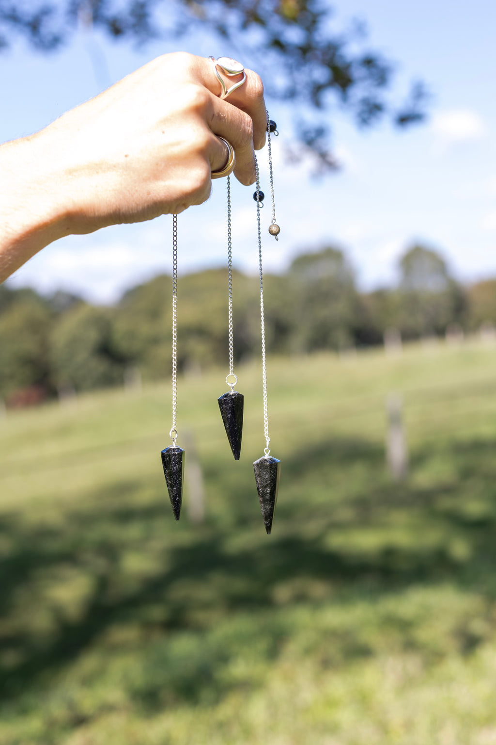 Pendule Obsidienne Argentée