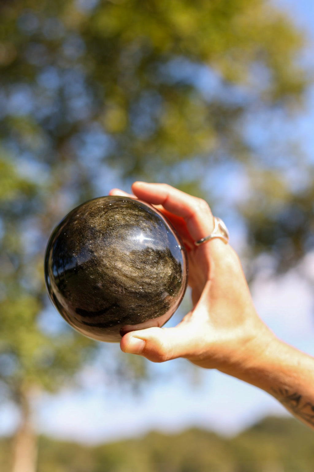 Sphère Obsidienne dorée