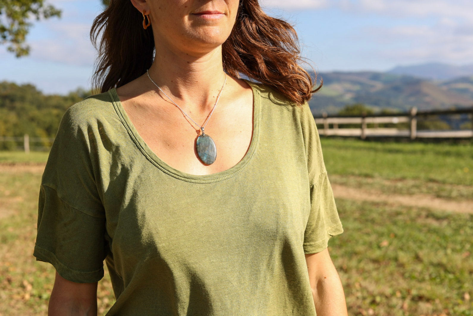 Pendentif Labradorite • Reflets Dorés ou Bleus