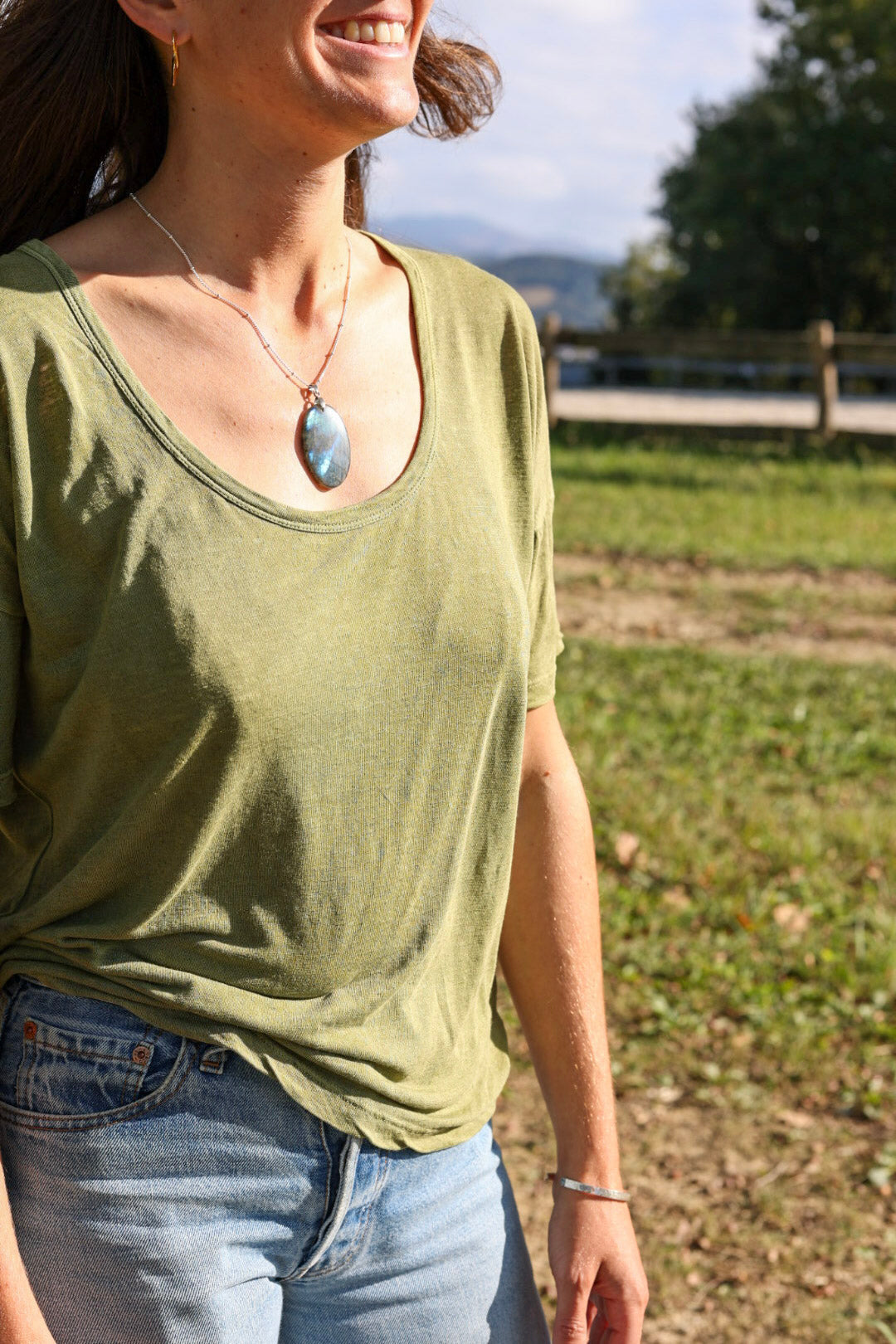 Pendentif Labradorite • Reflets Dorés ou Bleus