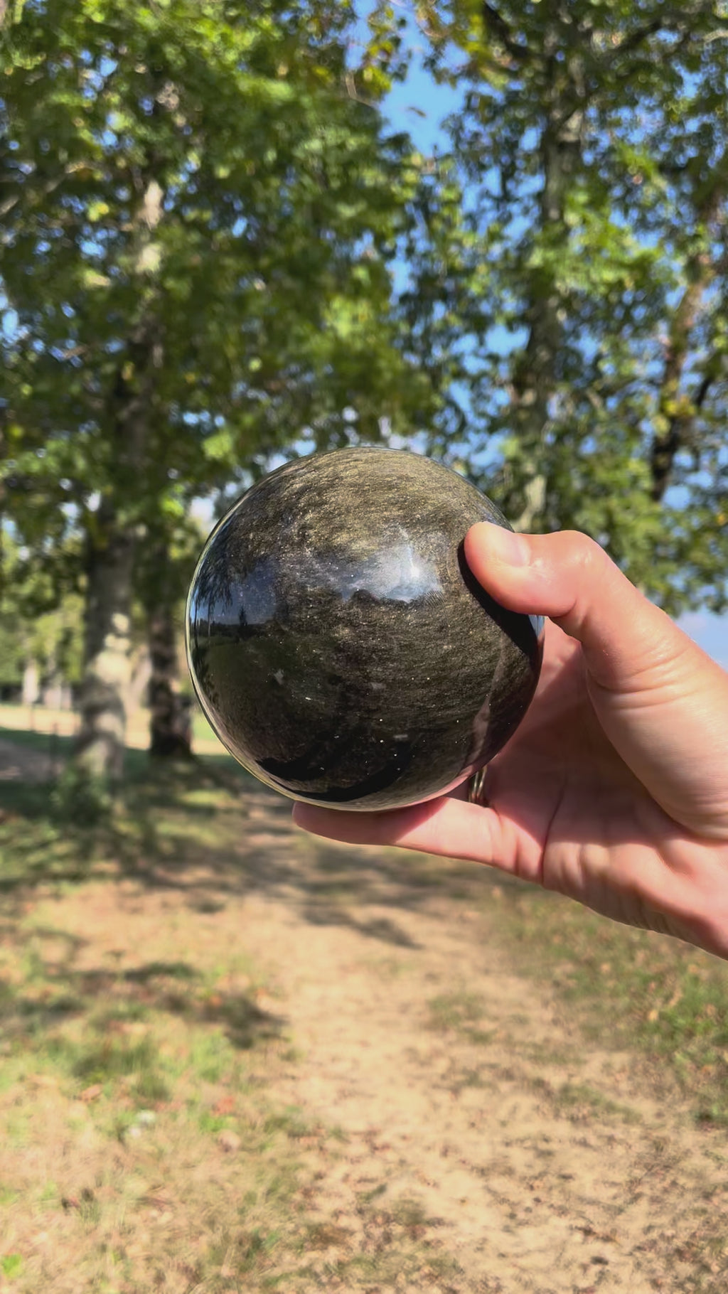 Sphère Obsidienne dorée