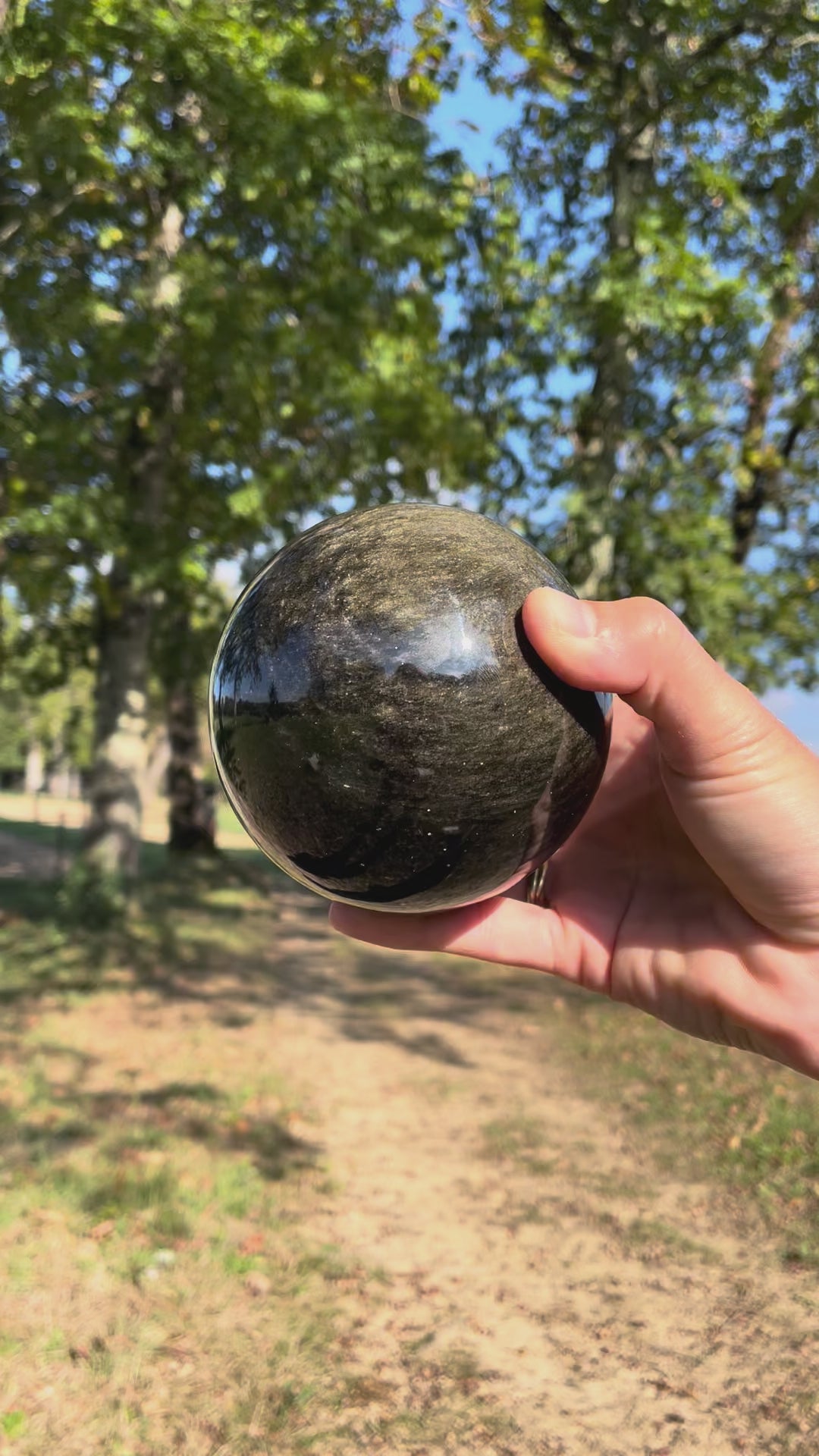 Sphère Obsidienne dorée